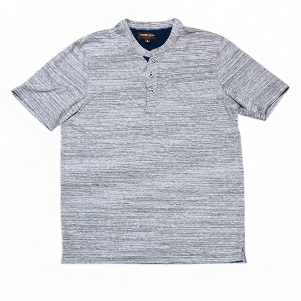 Men's Johnston & Murphy Heathered Blue Short Sleeve Henley Medium